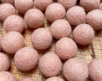Pale Peach Felt Balls - 2cm diameter - Pack of 10 Wool Felted Balls