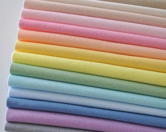 The PASTEL Felt Bundle - 15 sheets of felt / 2 sizes - Soft Craft Felt - 1mm thick - Polyester felt