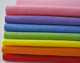 The RAINBOW Felt Bundle - 7 sheets of felt / 2 sizes - Soft Craft Felt - 1mm thick - Polyester felt