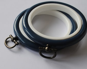 2 Flexi Hoops Dark Blue  - 2.5 inch - Flexible Plastic Embroidery Hoops