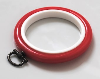 2 Flexi Hoops Red  - 2.5 inch - Flexible Plastic Embroidery Hoops