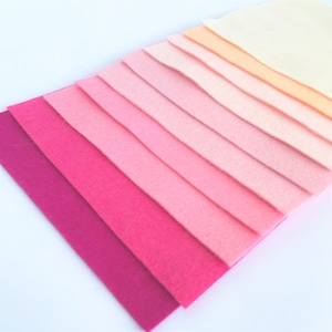 Pinks Felt Bundle - 10 sheets of felt - Choose the Size - 30% Wool Blend Felt - Soft Craft Felt Baby Pink, Bubblegum, Peach, Rosebud, Cream