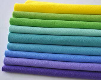 The PEACOCK Felt Bundle - 9 sheets of felt / 2 sizes - Soft Craft Felt - 1mm thick - Polyester felt