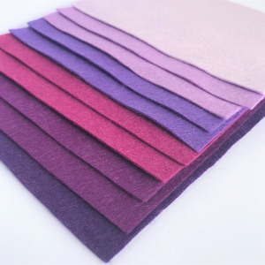 Purples Felt Bundle - 10 sheets of felt - Choose the Size - 30% Wool Blend Felt - Soft Craft Felt