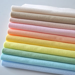The PASTEL Felt Bundle - 10 sheets of felt / 2 sizes - Soft Craft Felt - 1mm thick - Polyester felt