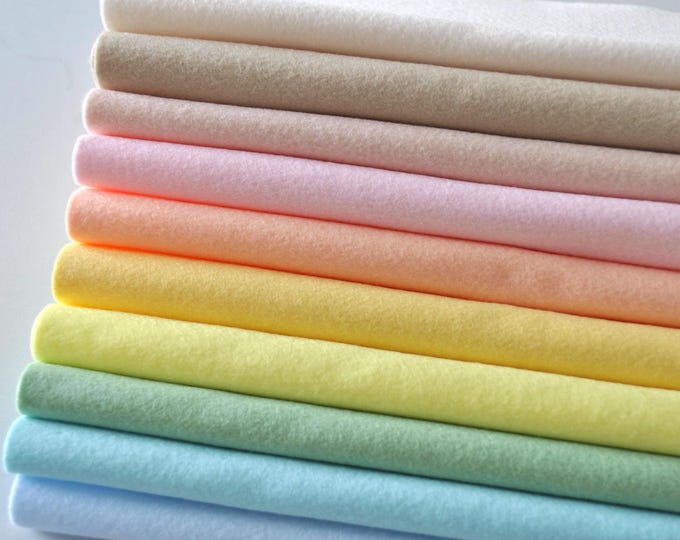 Featured listing image: The PASTEL Felt Bundle - 10 sheets of felt / 2 sizes - Soft Craft Felt - 1mm thick - Polyester felt