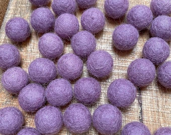 Lilac Felt Balls - 2cm diameter - Pack of 10 Wool Felted Balls