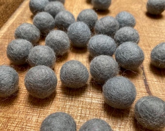 Stormy Sky Felt Balls - 2cm diameter - Pack of 10 Wool Felted Balls