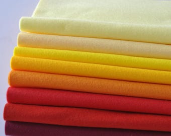 The FLAME Felt Bundle - 8 sheets of felt / 2 sizes - Soft Craft Felt - 1mm thick - Polyester felt
