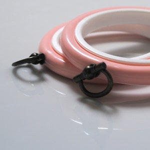 2 Flexi Hoops Pale Pink 4 inch Flexible Plastic Embroidery Hoops image 1