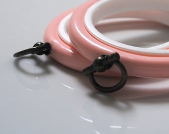 2 Flexi Hoops Pale Pink  - 2.5 inch - Flexible Plastic Embroidery Hoops