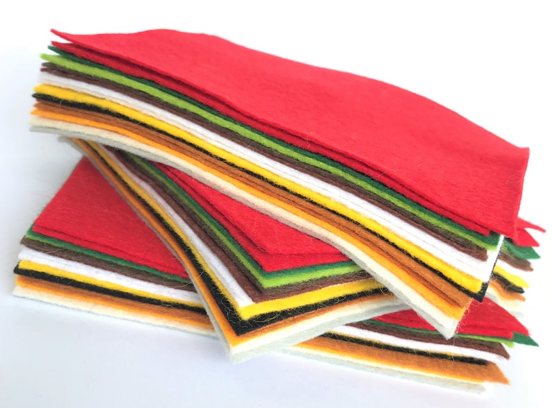 Christmas Felt Collection 15 Sheets 30% Wool Blend Felt Felt Bundle Choose the sheet size Red. Green, Gold, Yellow, White, Black image 1