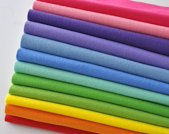 The RAINBOW Felt Bundle - 12 sheets of felt / 2 sizes - Soft Craft Felt - 1mm thick - Polyester felt
