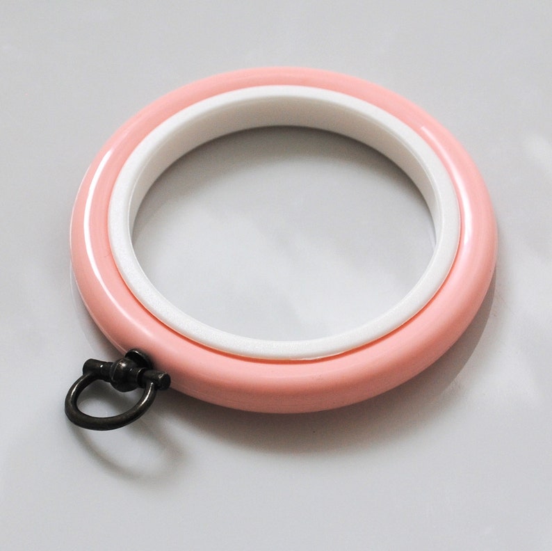 2 Flexi Hoops Pale Pink 4 inch Flexible Plastic Embroidery Hoops image 2