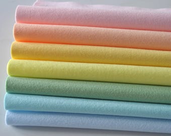 The PASTEL Felt Bundle - 7 sheets of felt / 2 sizes - Soft Craft Felt - 1mm thick - Polyester felt