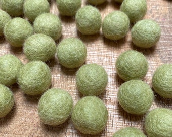 Sprout Felt Balls - 2cm diameter - Pack of 10 Wool Felted Balls - Green Felt Balls