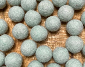 Pale Mint Felt Balls - 2cm diameter - Pack of 10 Wool Felted Balls