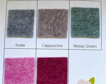 Heathered Felt SHADE CARD - Felt Swatches - Sample Card - Help to choose your colours!