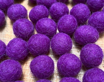 Amethyst Purple Felt Balls - 2cm diameter - Pack of 10 Wool Felted Balls