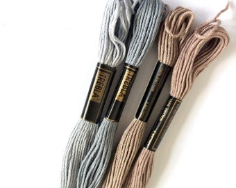 Embroidery Thread - Greys - 4 shades - 8m Skeins - 100% Cotton