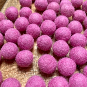 Candy Pink Felt Balls - 2cm diameter - Pack of 10 Wool Felted Balls
