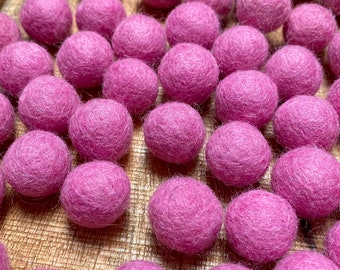 Candy Pink Felt Balls - 2cm diameter - Pack of 10 Wool Felted Balls