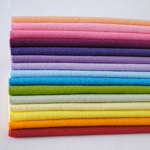 Candy Filzkollektion - 15 Blätter - 30% Wollfilz - Filzpaket - Wählen Sie die Blattgröße - Pistazie, Pfirsich, Pink, Sherbet Zitrone