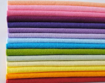 Candy Felt Collection - 15 Sheets - 30% Wool Blend Felt - Felt Bundle - Choose the sheet size - Pistachio, Peach, Pink, Sherbet Lemon
