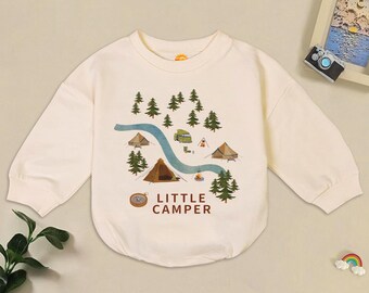 Little Camper Bubble Romper, Camping Adventure Outfit, Camping Crew Natural Baby, Happy Camper, Adventure Baby Shower