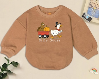 Silly Goose Thanksgiving Romper/ Christian Clothes Fall/ Give Thanks Always/ Little Turkey/ Funny Goose/ Bodysuit Gift for Baby Girl or Boy