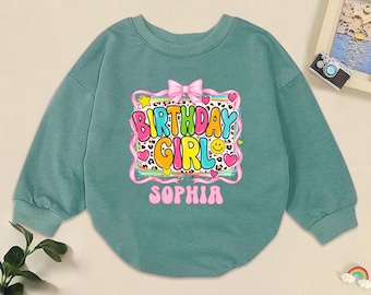 Personalized Birthday Girl Romper, First Birthday Bodysuit, One Year Old Era Girl, Pink Bow Clothes