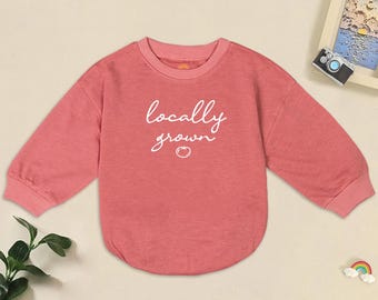 Locally Grown Bodysuit, I Love My Roots Baby Romper, Farm Baby Announcement, Farming Kid Shirt, Fruit Vegetables Baby Clothes