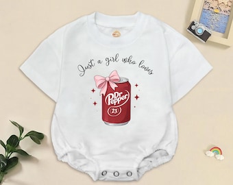Just a Girl Who Loves Romper, Coquette Bow Soda Baby Bodysuit, Baby Girl Toddler Shirt, Trendy Soda, Funny Clothes Newborn