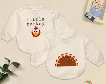 Little Turkey Tail Baby Thanksgiving Romper, My First Thanksgiving Romper, Infant Fall Bodysuit, Fall Autumn Baby, Baby Autumn Clothes