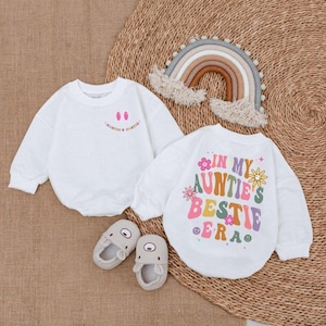In My Auntie&#39;s Bestie Era Romper, Baby Romper,Gift from Aunt,Pregnancy Announcement For Baby, Newborn Romper, Baby Clothes,Auntie Baby Shirt