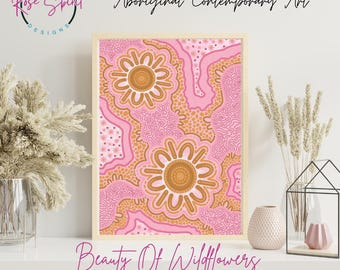 Aboriginal Digital Wall Art - Beauty of Wildflowers