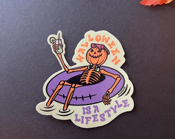Halloween is a Lifestyle Sticker. Summerween Skeleton Sticker