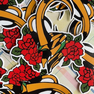 Helmet Roses Tattoo Vinyl Sticker