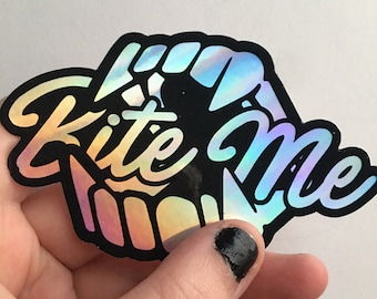 Bite Me Sticker. Holographic Goth Vampire Halloween.