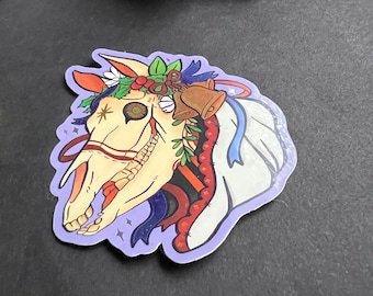 Mari Lwyd Christmas Horse Sticker