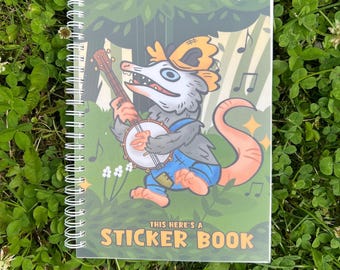 Hillbilly Possum Sticker Notebook. Reusable Sticker Book
