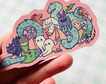 Cryptids Sticker. Pastel Monster, Flatwoods, Bigfoot, Mothman, Goblin cryptid