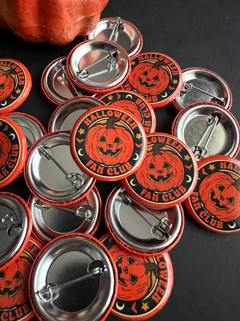 Pumpkin Fanclub Halloween Button Pin - Etsy