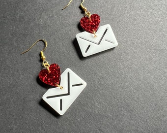 Love Letter Valentine Acrylic Dangle Earrings