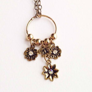 Flower Charm Necklace Handmade Jewelry image 1