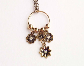 Flower Charm Necklace Handmade Jewelry