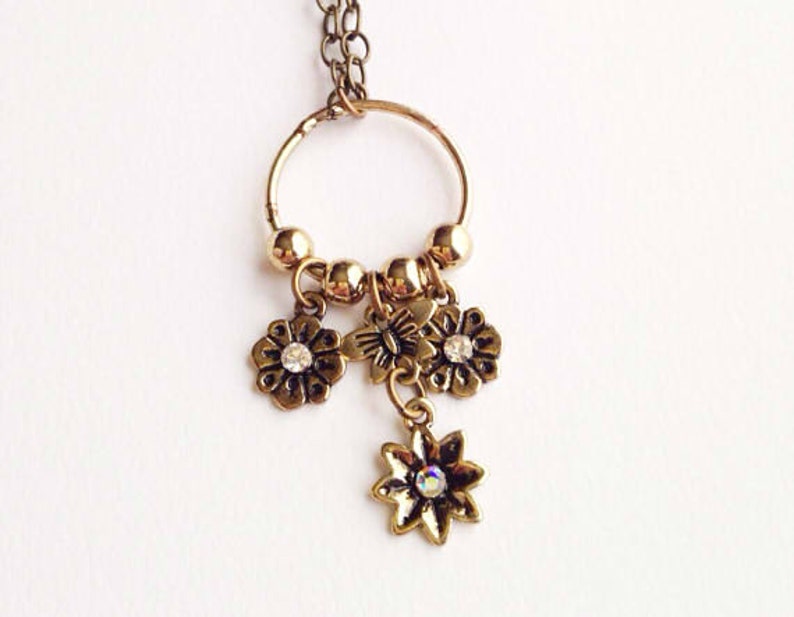 Flower Charm Necklace Handmade Jewelry image 1