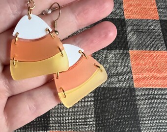 Candy Corn Halloween Dangle Earrings