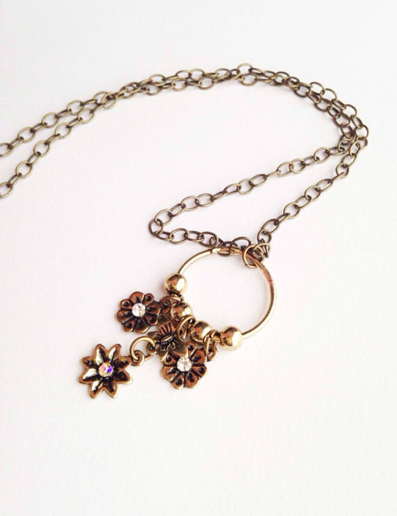 Flower Charm Necklace Handmade Jewelry image 2