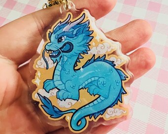 Blue Dragon Keychain. New Year Asian Dragon